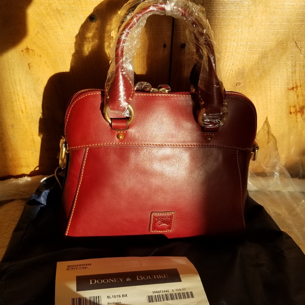 Dooney & Bourke Florentine Cameron Satchel!  Bordeaux. NWT.